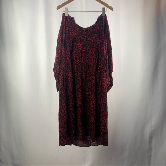 Torrid Heart Challis Zip Front Shirtdress in Red Black Size 3X - Picture 5 of 9